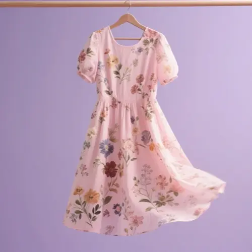 花卉印花中長洋裝